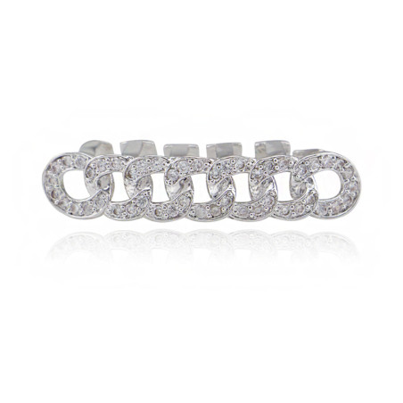 Grillz Tänder "Silver Link" Silver och Diamant
