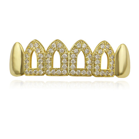 Grillz Zähne "Golden Cathedral" Gold- und Diamantverzierung