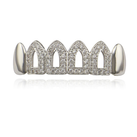 Grillz Dent "Silver Cathedral" Ornement Argent et Diamant 