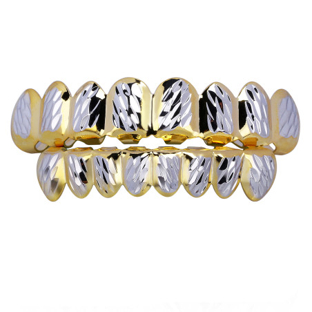 Grillz Dientes "Royal Engraved Duo" Adorno Bicolore Oro y Plata