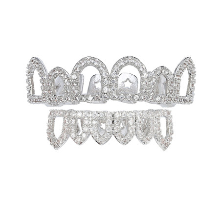 Grillz Zähne "Royal Crown Silver" Silberornament und Diamant
