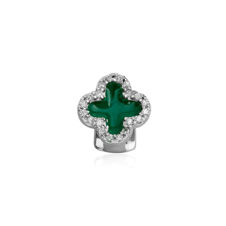 Grillz na zęby "Emerald Clover Silver” Ozdoba Srebrna i Szmaragdowa