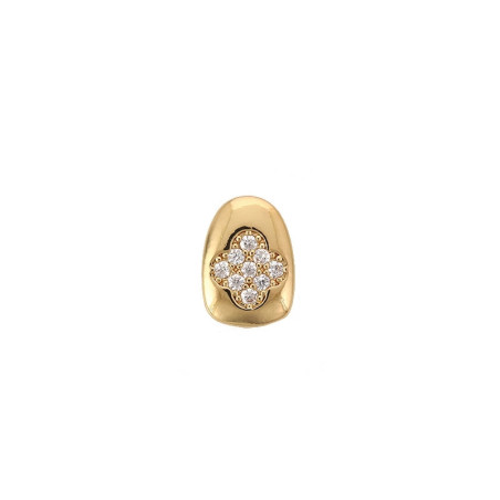 Grillz Dente "Clover Luxe" Ornamento Ouro e Diamante