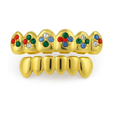 Grillz na zęby Ozdoba Złoto i Diament Wielokolorowy V1