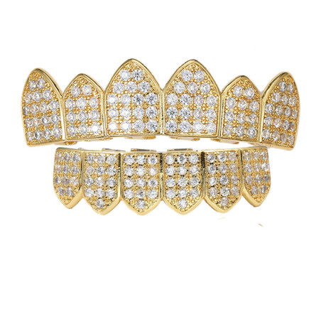 Gold and Diamond Ornament Tooth Grillz