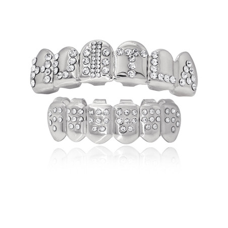 Grillz Tänder Silver och Diamant "HUSTLA"