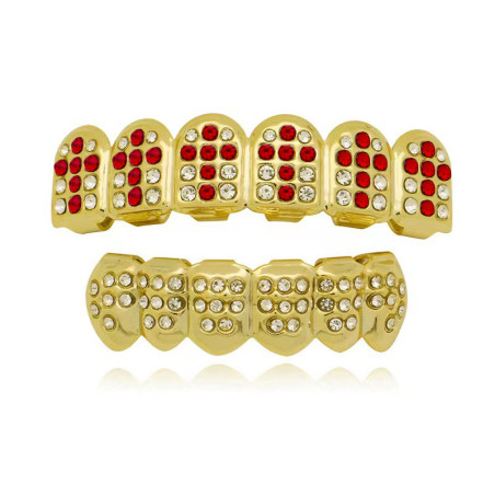 Grillz Dientes "Royal Blood" Adorno de Oro y Diamante Rojo
